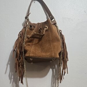 Brown Fringe Bucket Bag Ana Paola Italy